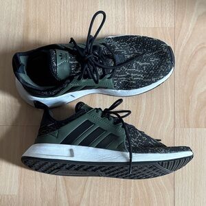 adidas Black and Olive Green Knit Running Shoes